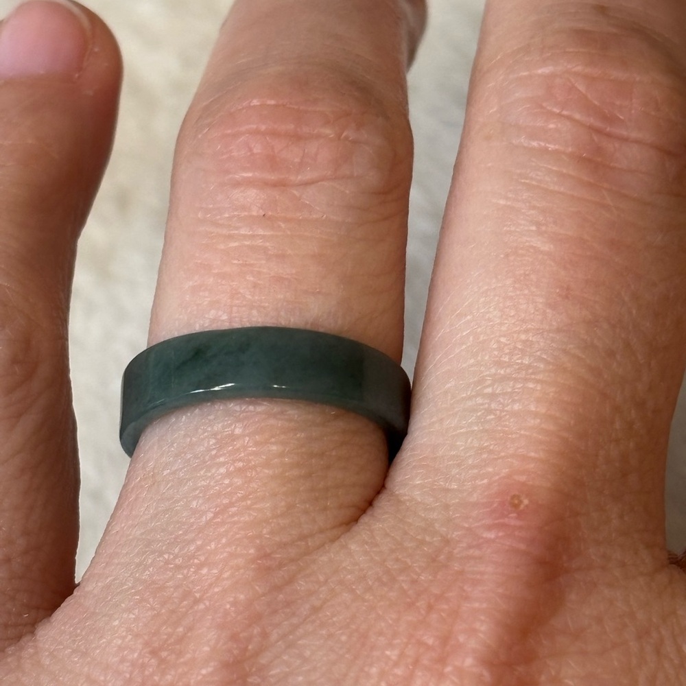 NWT Genuine Guatemalan Blue Water Jadeite Jade Band Ring - Picture 5 of 10